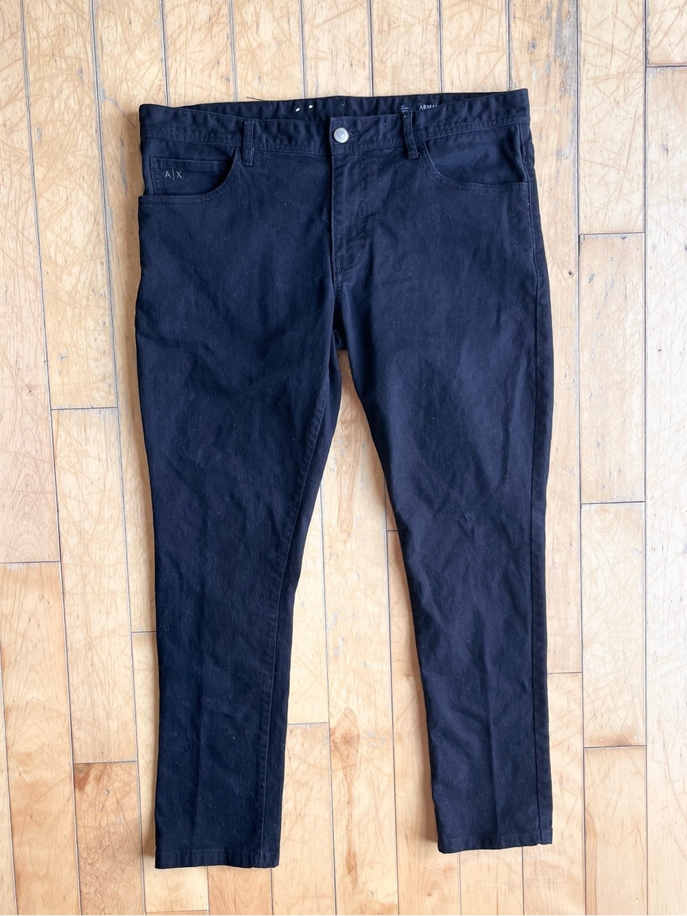 Armani Exchange Black J14 Skinny‑Fit Black Denim Jeans Size 36